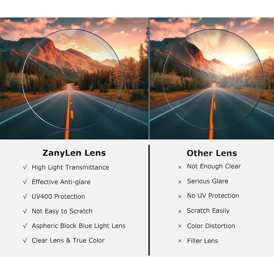 Gafas de luz azul ZanyLen para hombres, montura metal negra