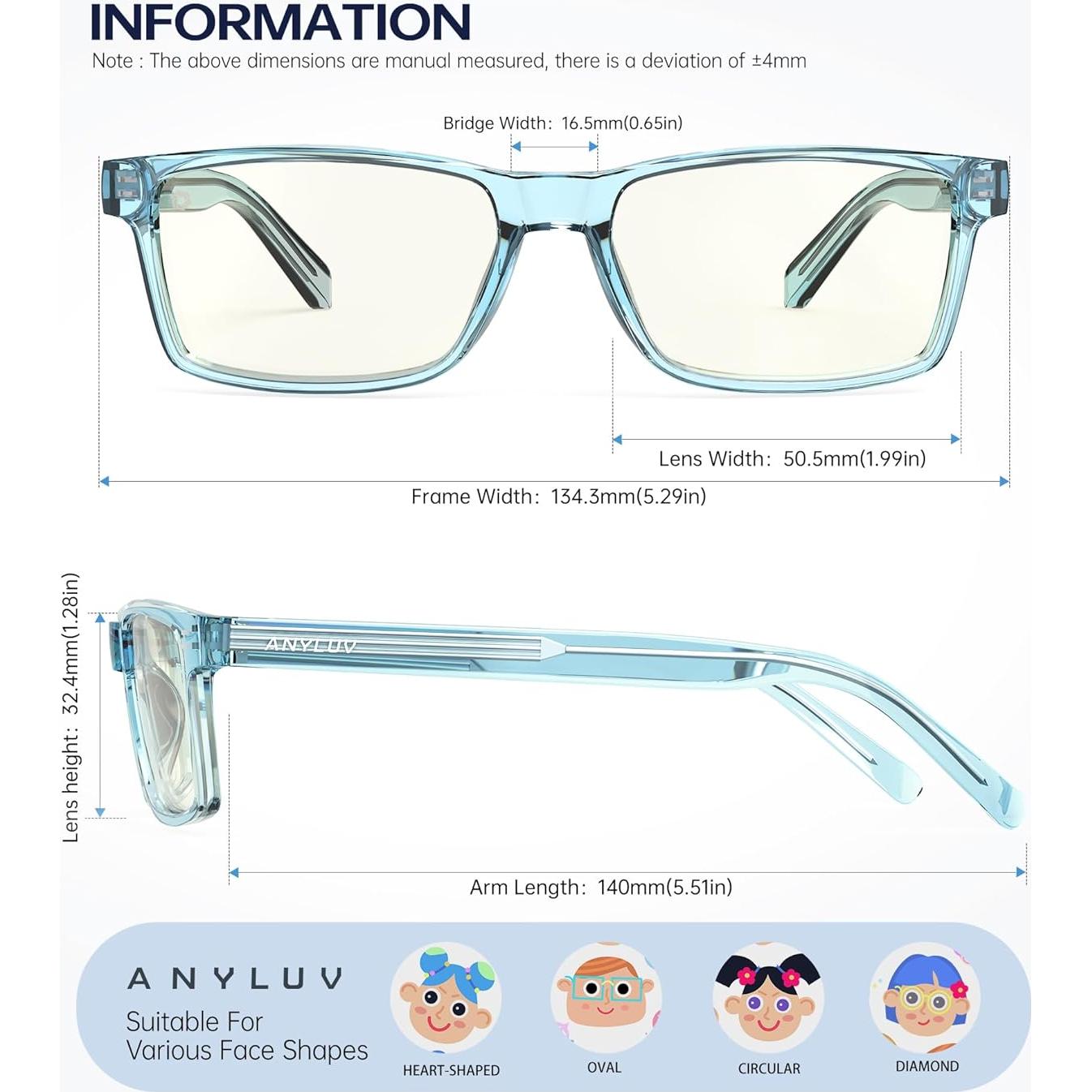Gafas de Luz Azul ANYLUV para Niños A144-A, Protección UV400