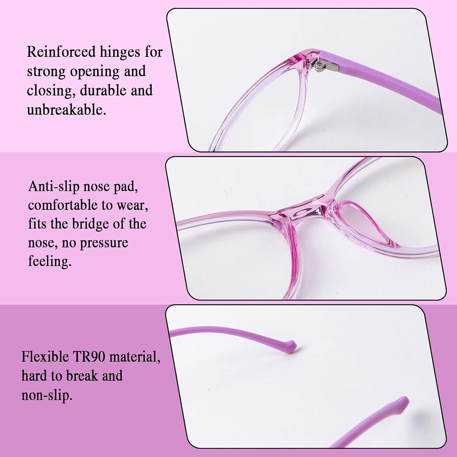 Gafas Anti Luz Azul AetrvoHope para Niños UV400 Rosa Claro