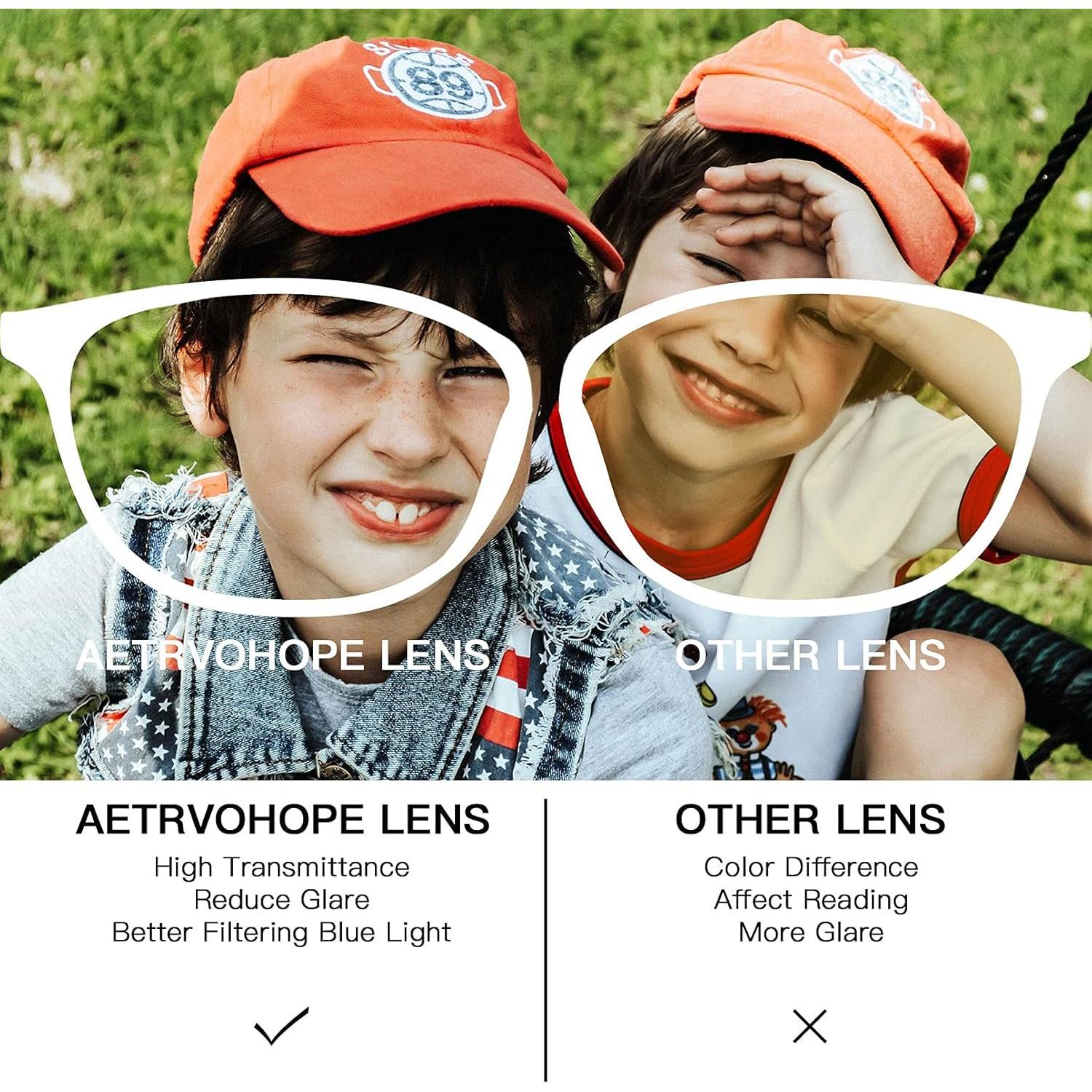 Gafas Anti Luz Azul AetrvoHope para Niños UV400 Rosa Claro