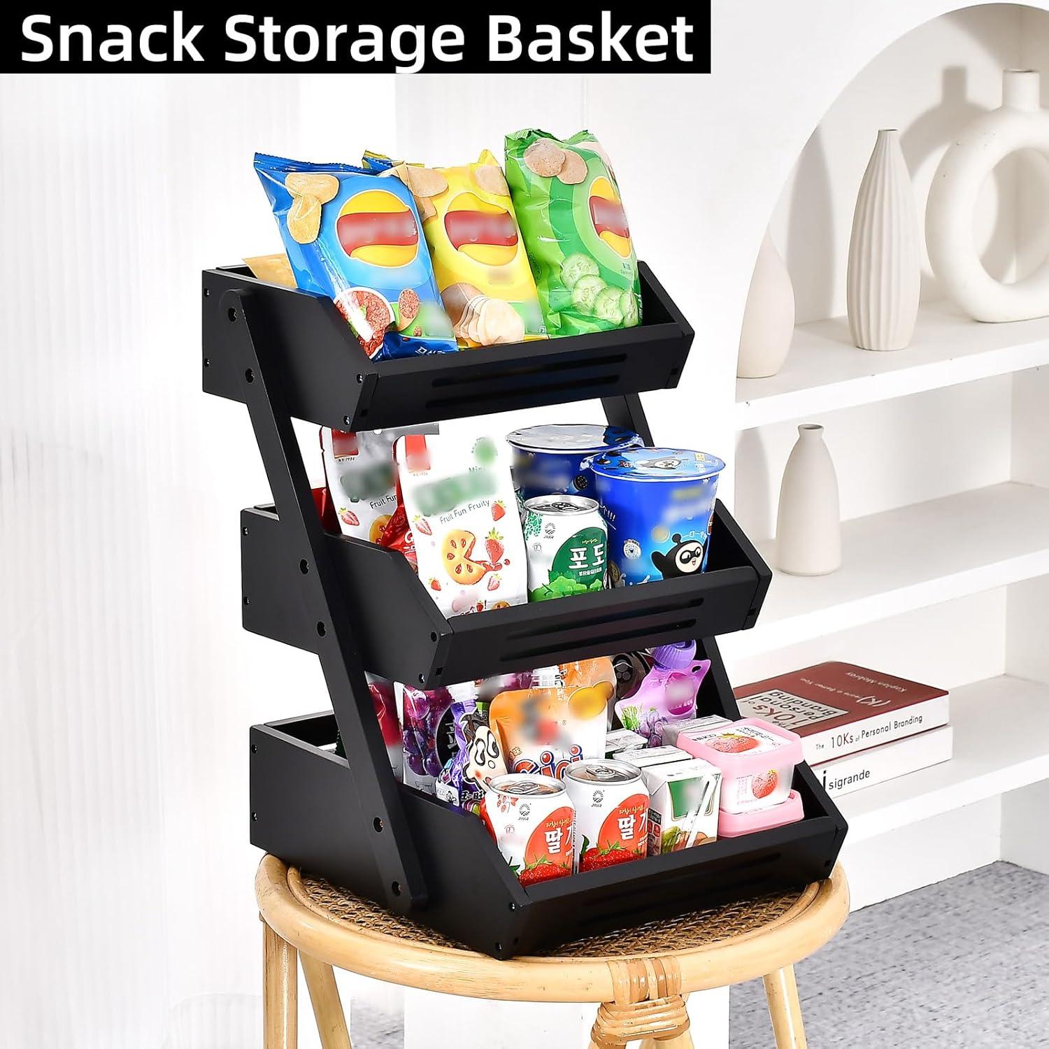 Cesta de Frutas 3 Niveles VIKEYHOME de Bambú Natural 41.1 cm