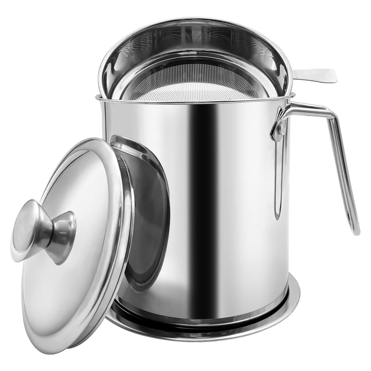 Contenedor de Grasa de Tocino Zalaxt 1.7L con Colador de Acero Inoxidable