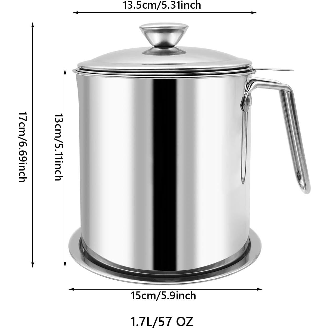 Contenedor de Grasa de Tocino Zalaxt 1.7L con Colador de Acero Inoxidable