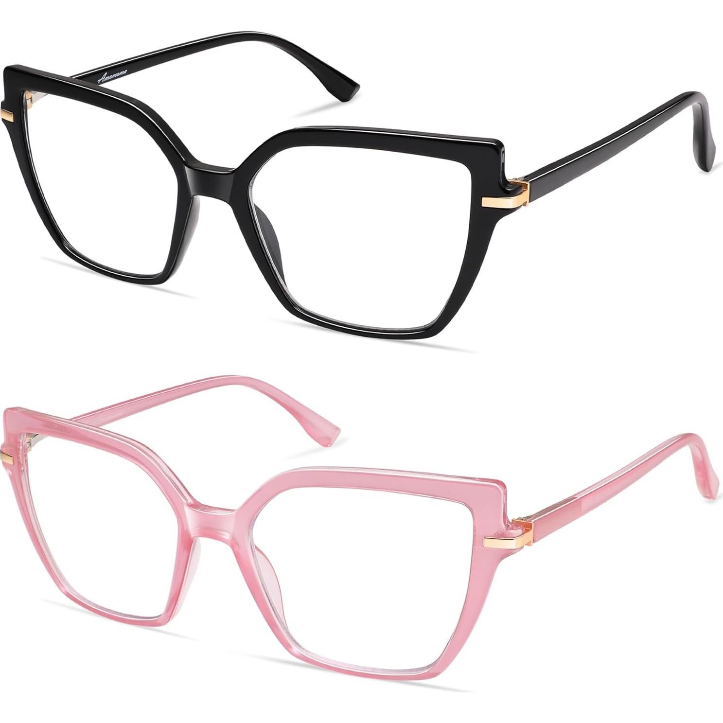 Gafas de lectura anti-luz azul AMOMOMA Trendy Square 0.0x