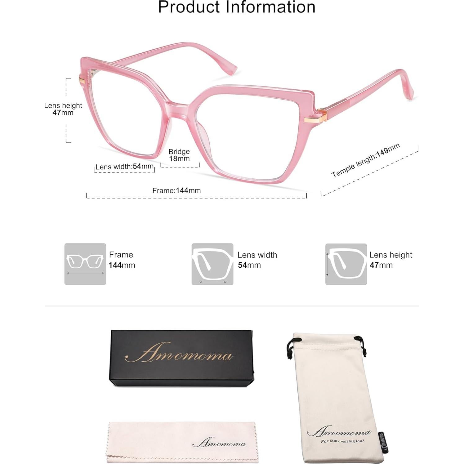 Gafas de lectura anti-luz azul AMOMOMA Trendy Square 0.0x