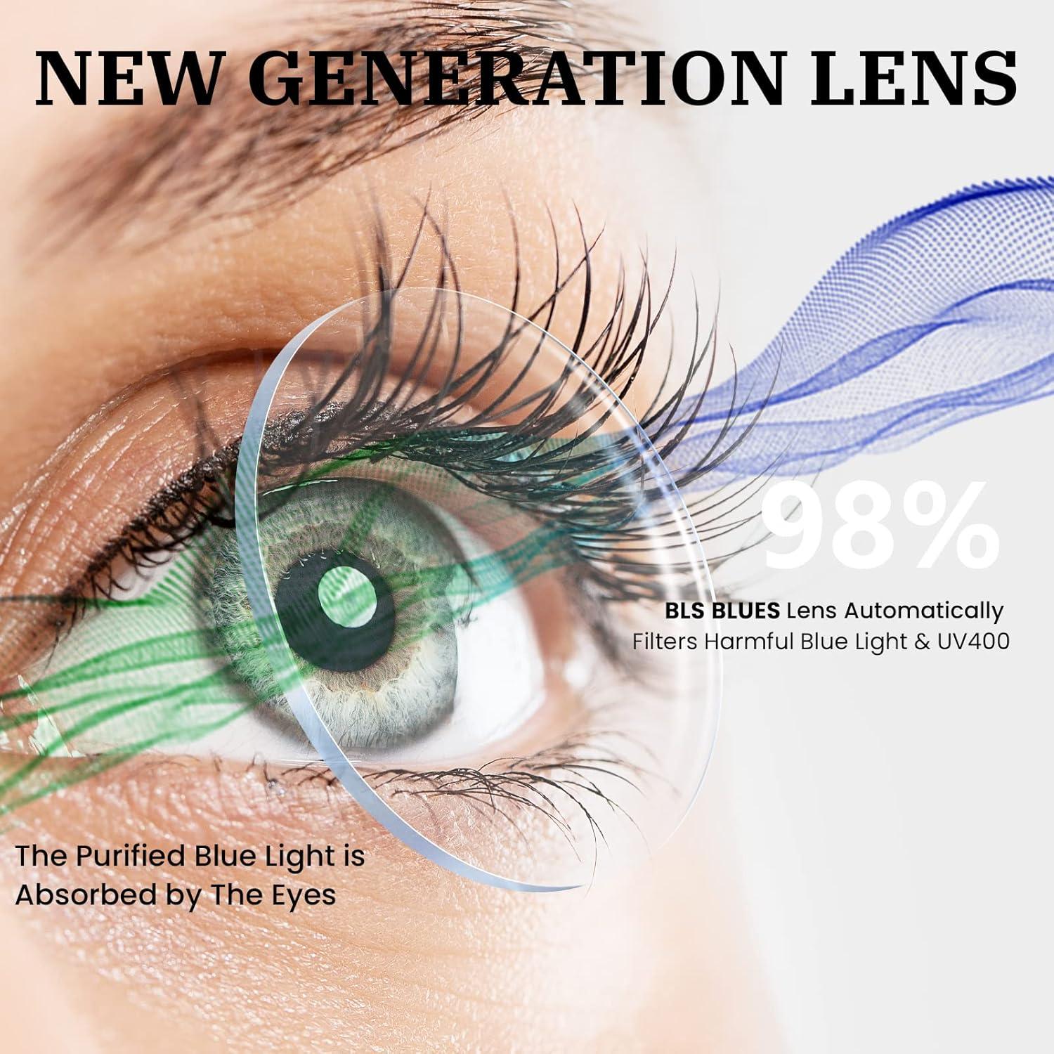 Gafas de lectura BLS BLUES para mujer, bloqueo luz azul, 2.0x