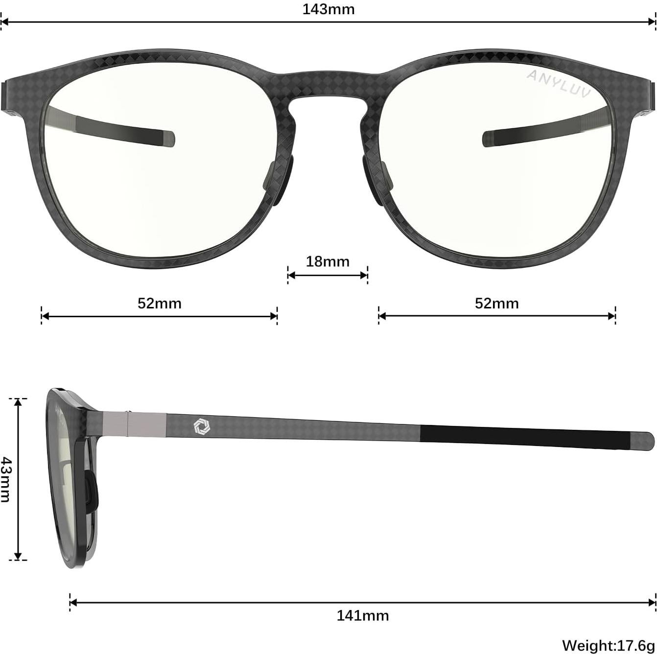 Gafas bloqueadoras de luz azul ANYLUV AN4559-A negras mate