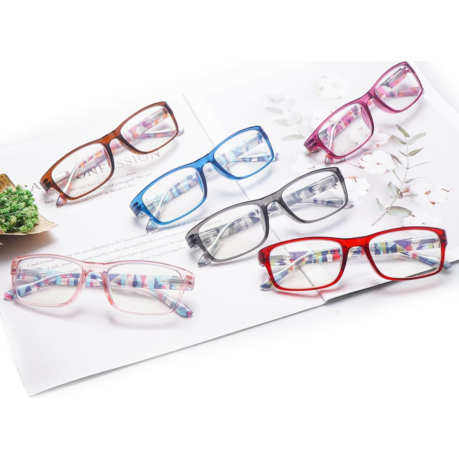 Paquete de 6 Gafas de Lectura Unisex con Bloqueo Luz Azul 1.25D