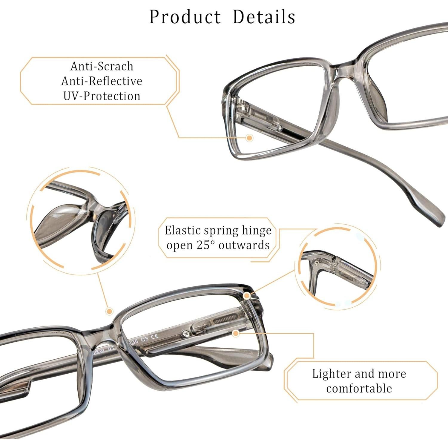 4 Pares Gafas de Lectura VisionGlobal con Bloqueo Luz Azul 3.5x