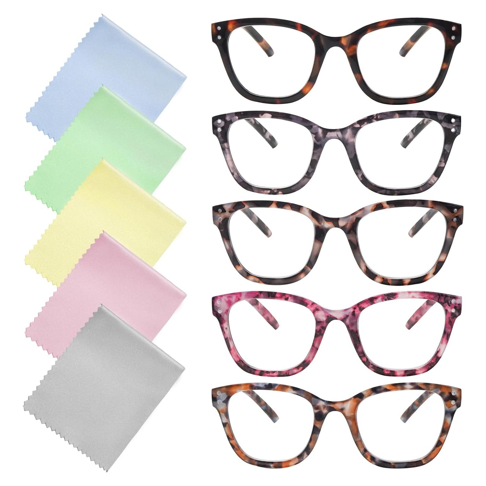 Gafas de Lectura VIDEBLA 5 Paquete Unisex Bloqueo Luz Azul 1.25x