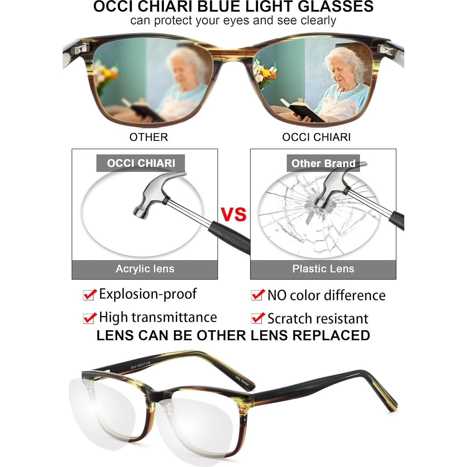 Gafas de Lectura Anti Luz Azul OCCI CHIARI 1.75x para Mujeres