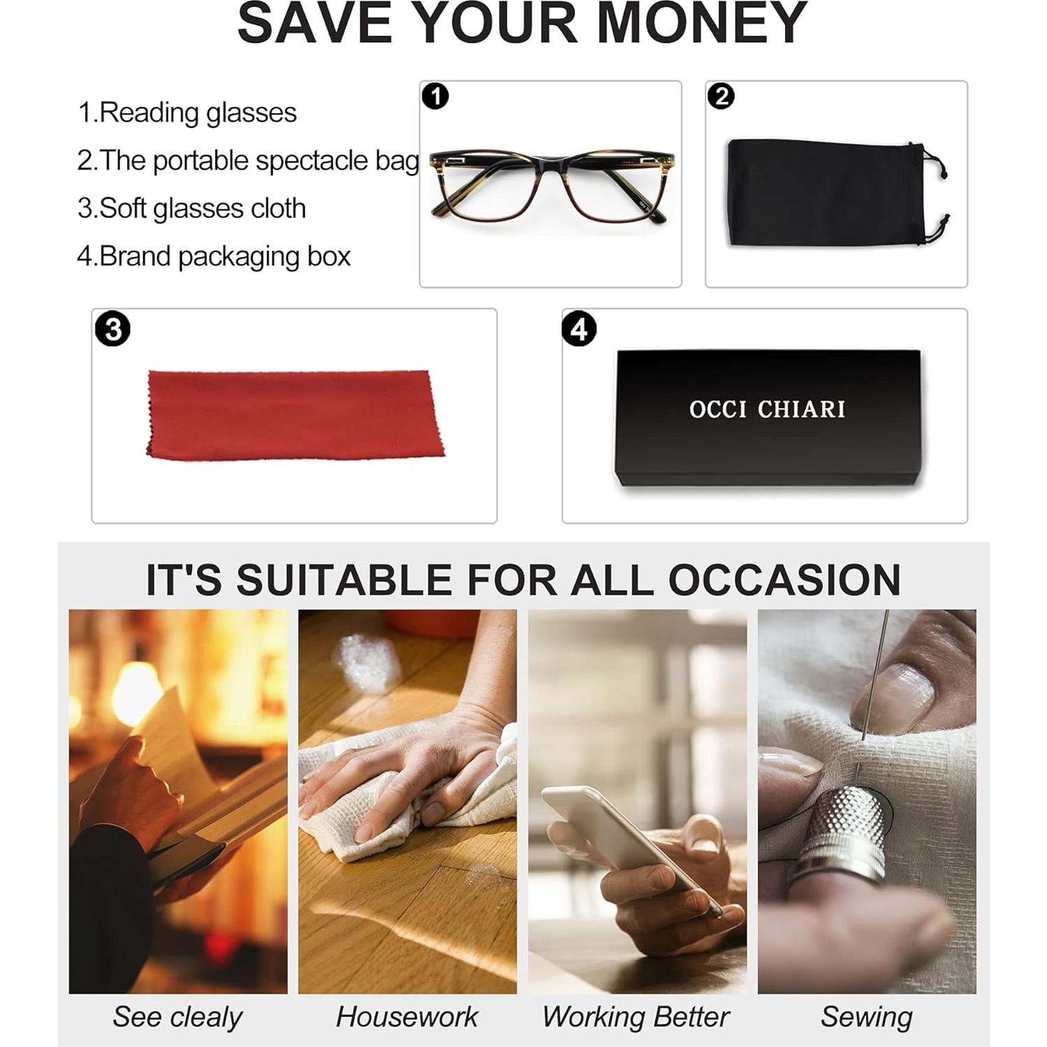 Gafas de Lectura Anti Luz Azul OCCI CHIARI 1.75x para Mujeres