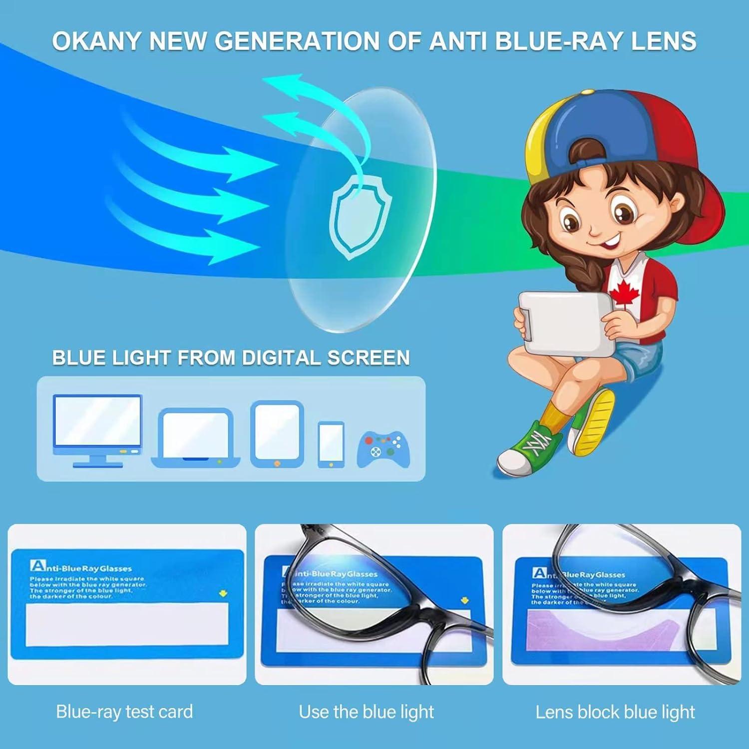 Gafas de Luz Azul Okany para Niños 3-10 Años Antirreflejo