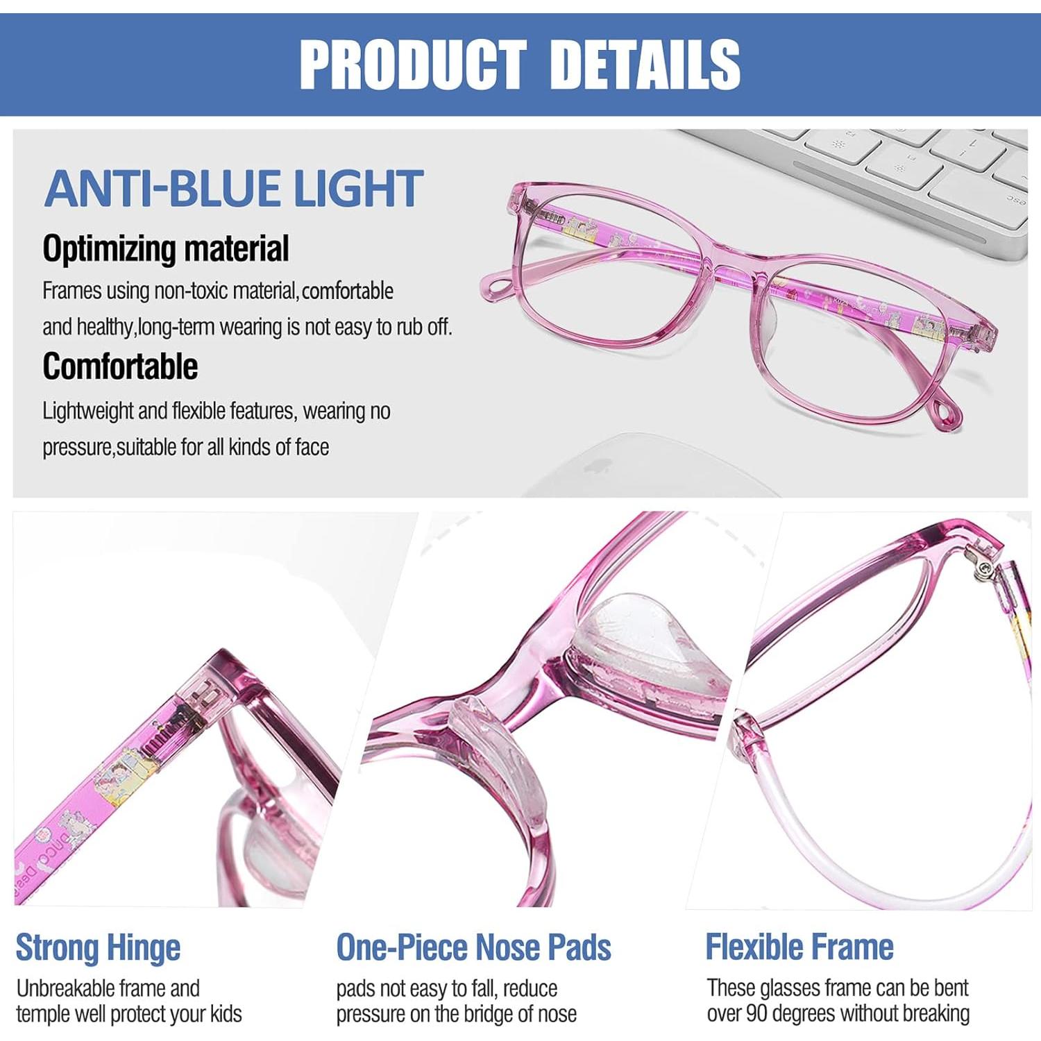 Gafas Anti Luz Azul para Niños DUCO K023 Rosa - Protección Ocular