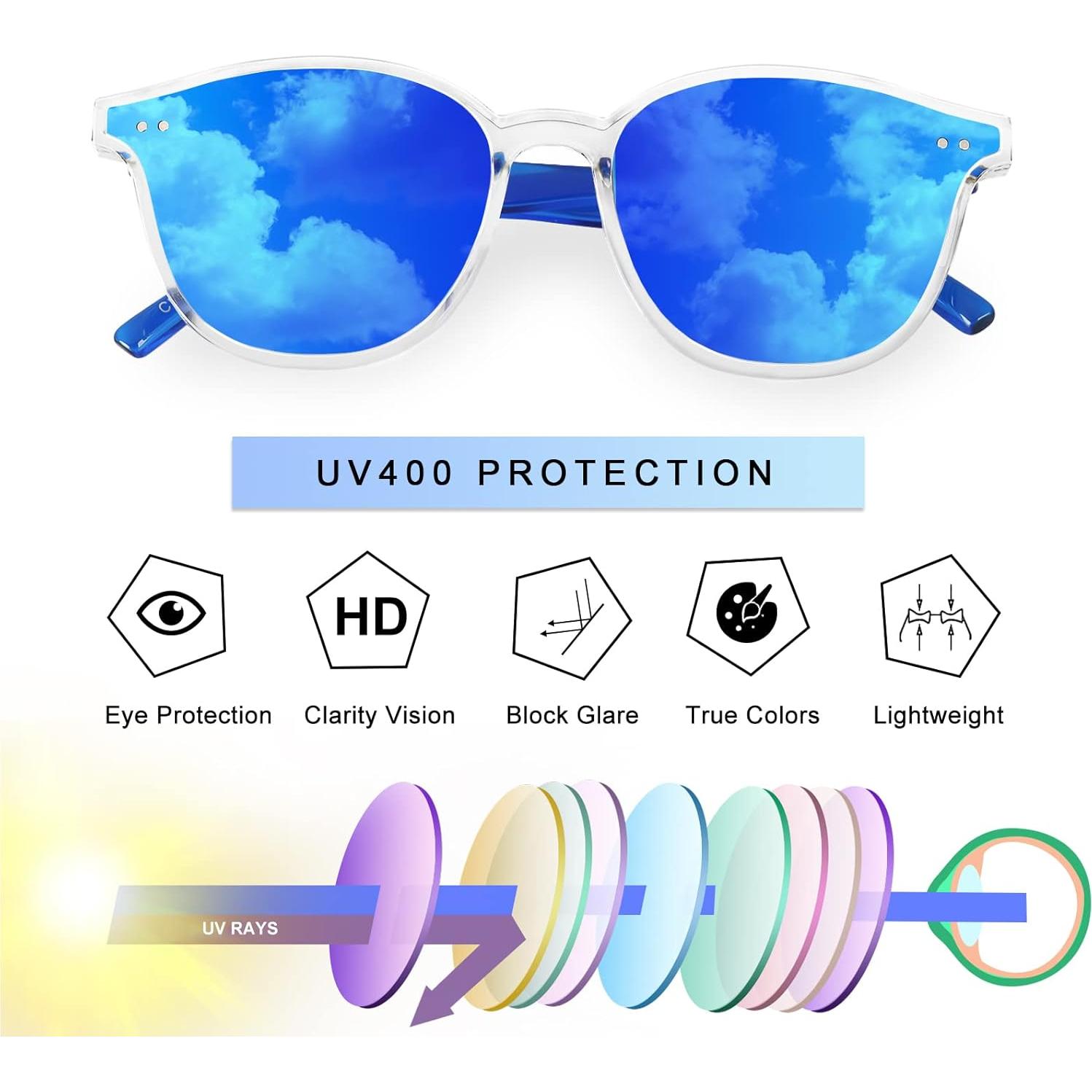 Gafas de sol UV400 para niños AOFALBE, color azul, 3-10 años