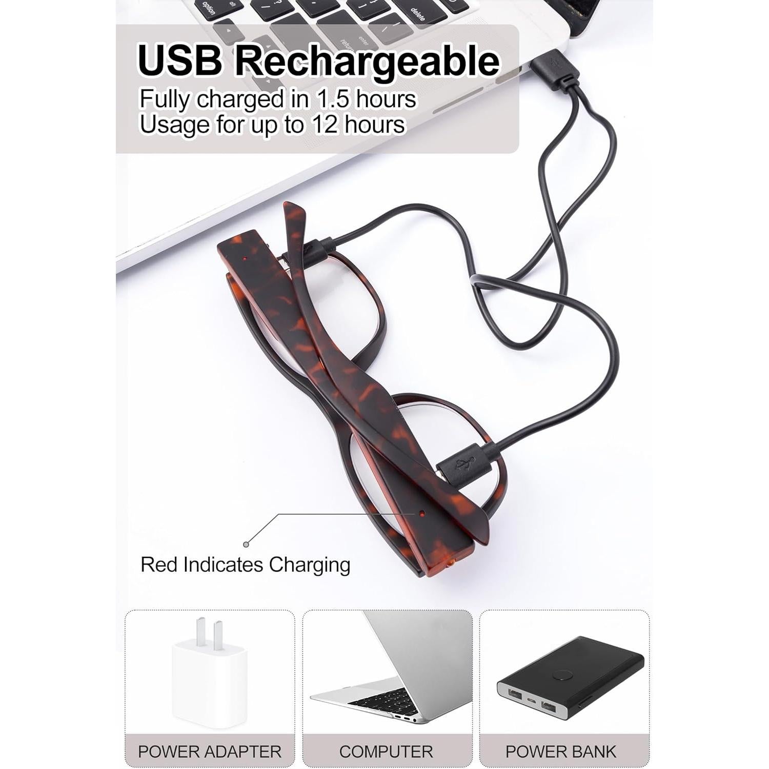 Gafas de Lectura Iluminadas OKH 3.5x Recargables USB Carey