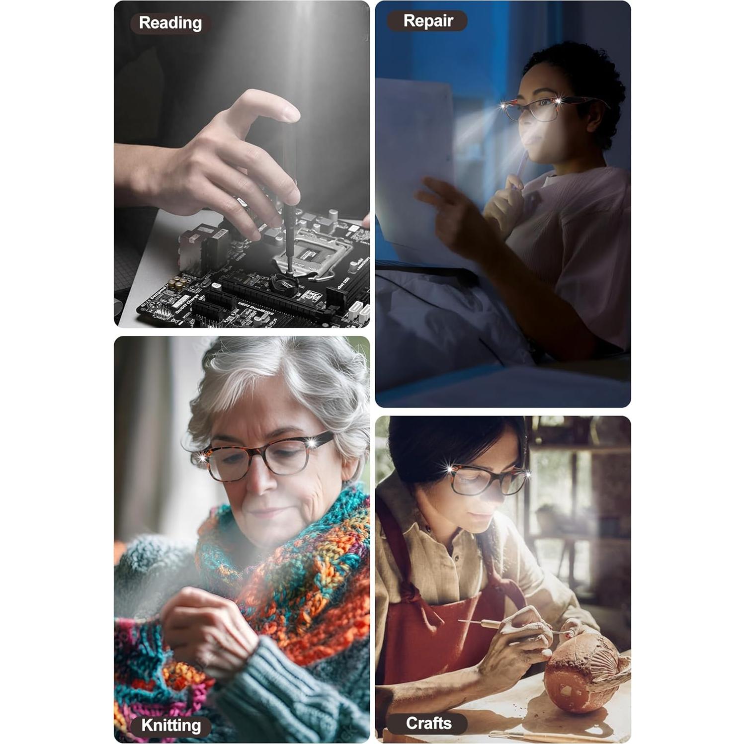 Gafas de Lectura Iluminadas OKH 3.5x Recargables USB Carey