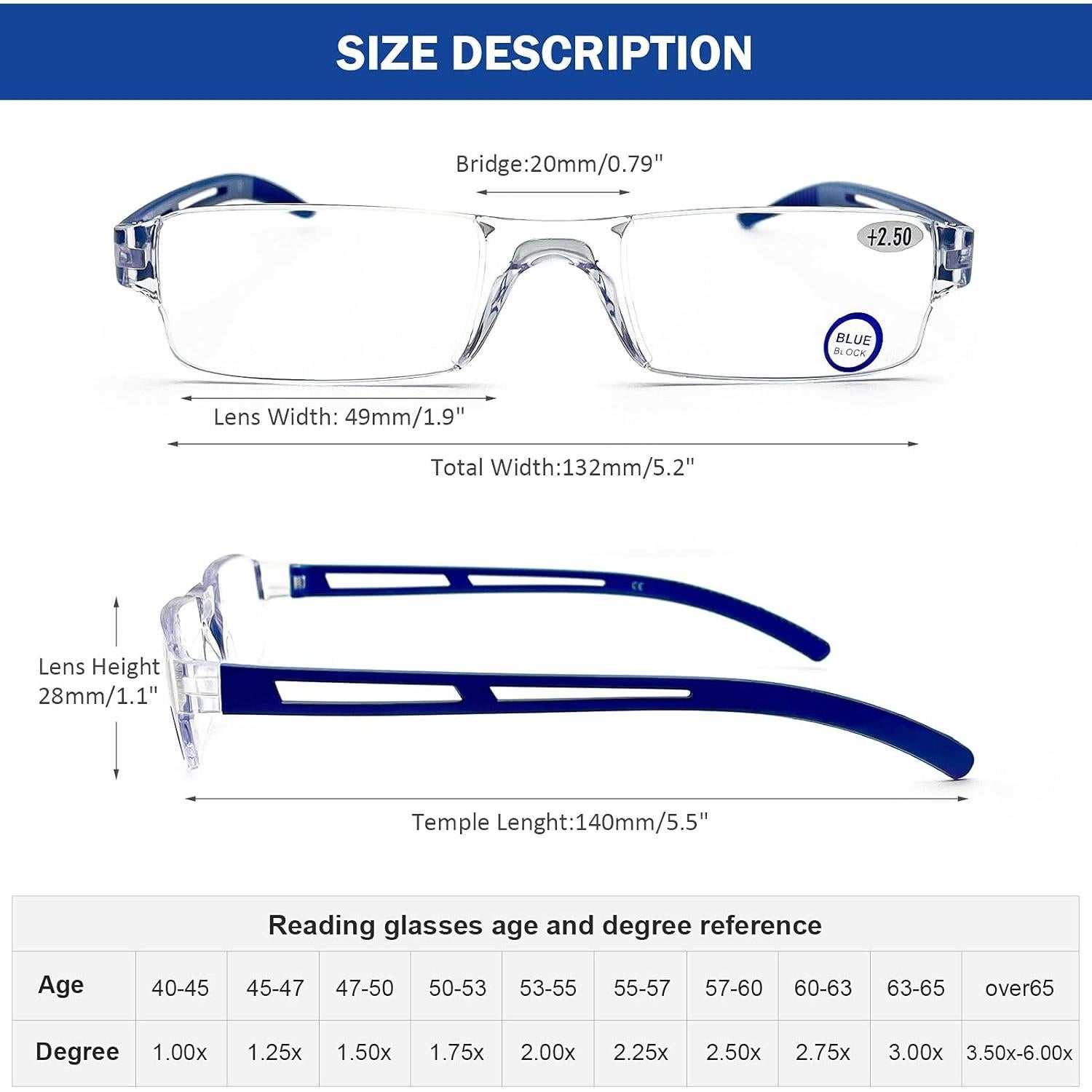 Gafas de Lectura AQWANO 5 Paquete Filtro Luz Azul 2.0