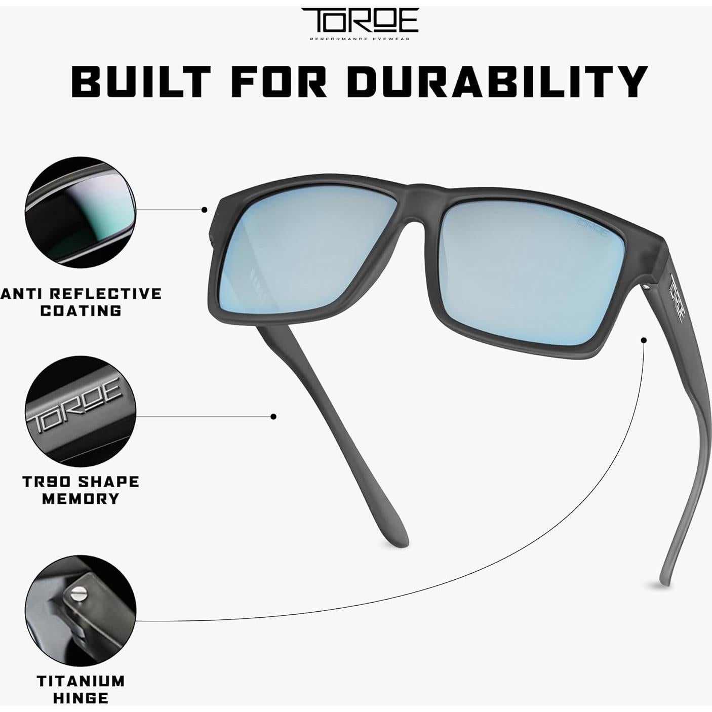 Gafas de sol TOROE unisex polarizadas TR90 gris escarchado