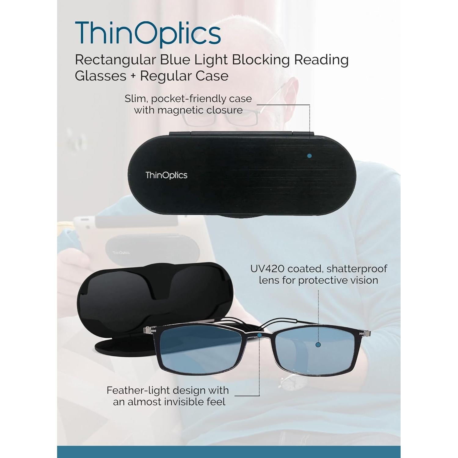 Gafas de lectura ThinOptics Frontpage con bloqueo luz azul 1x
