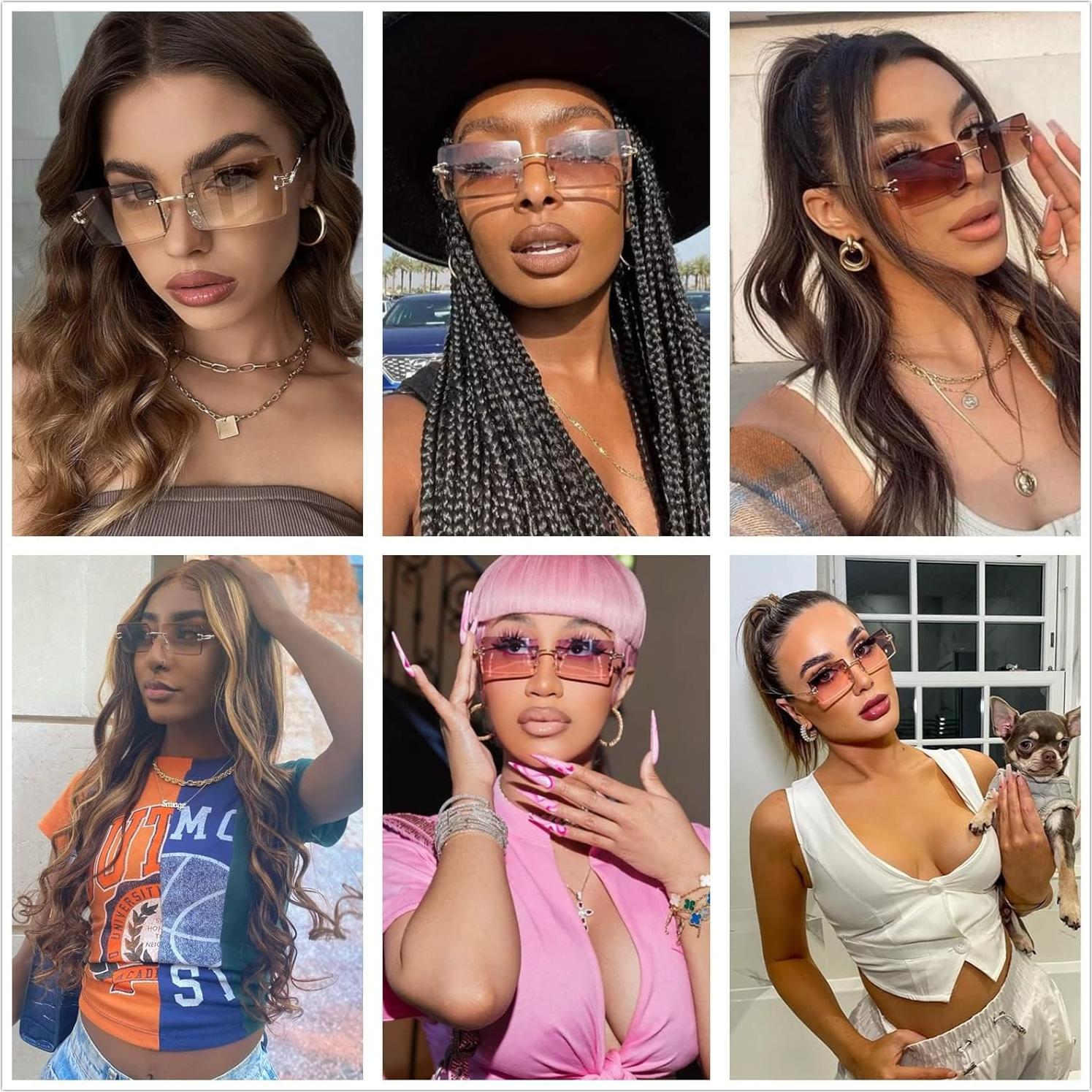 Gafas de sol retro LASPOR unisex sin montura doradas UV400