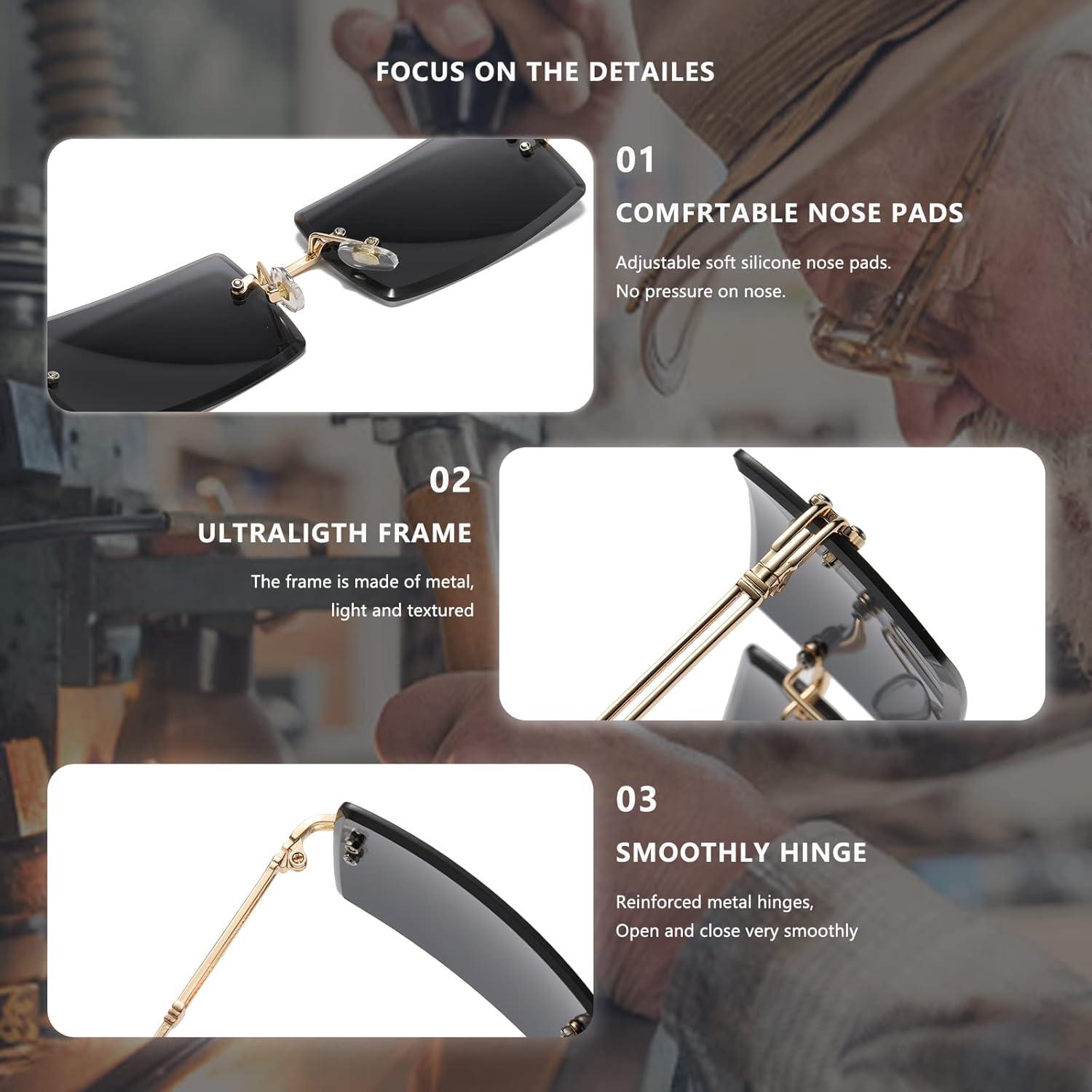 Gafas de sol retro LASPOR unisex sin montura doradas UV400