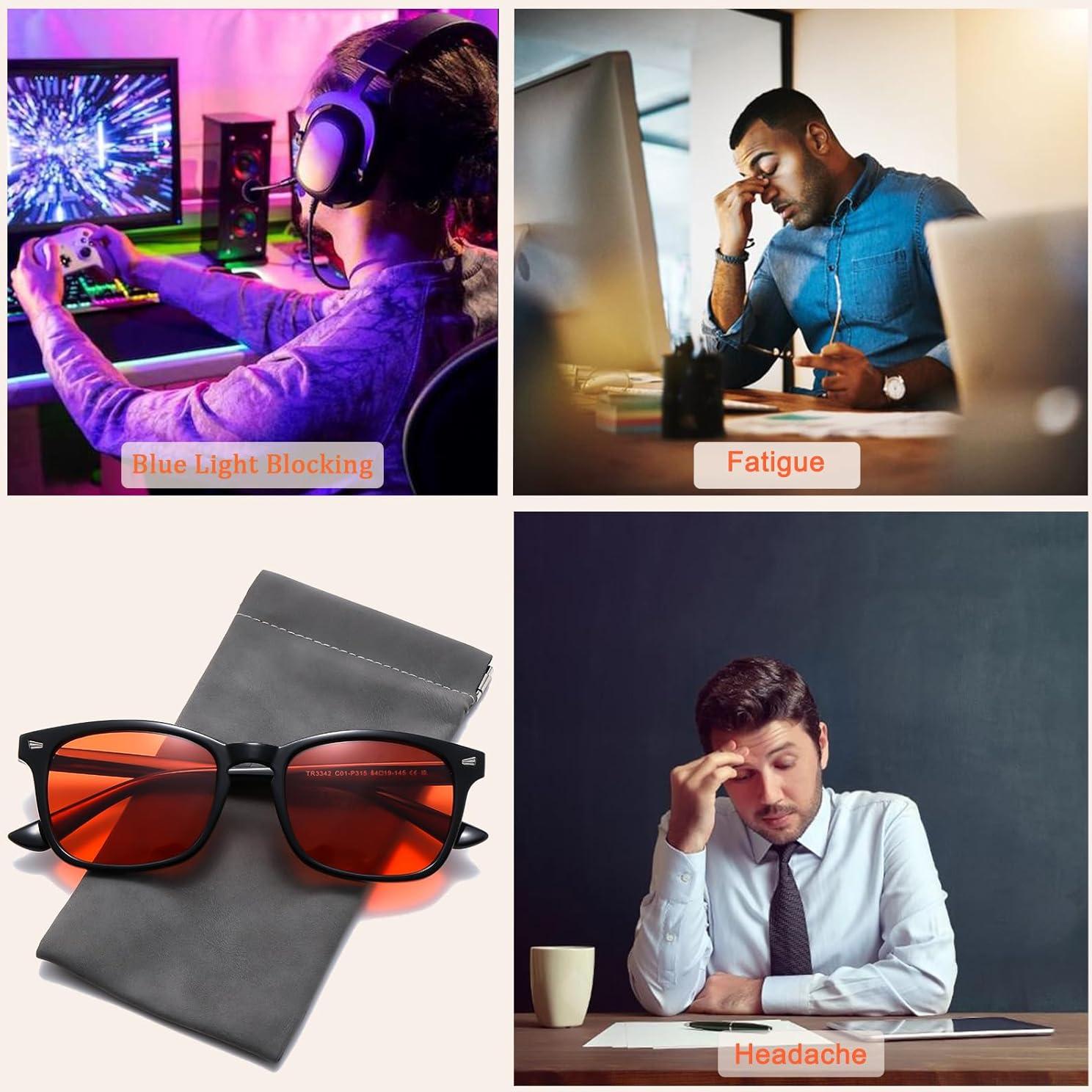 Gafas Anti-Luz Azul Naranjas para Juego y Computadora