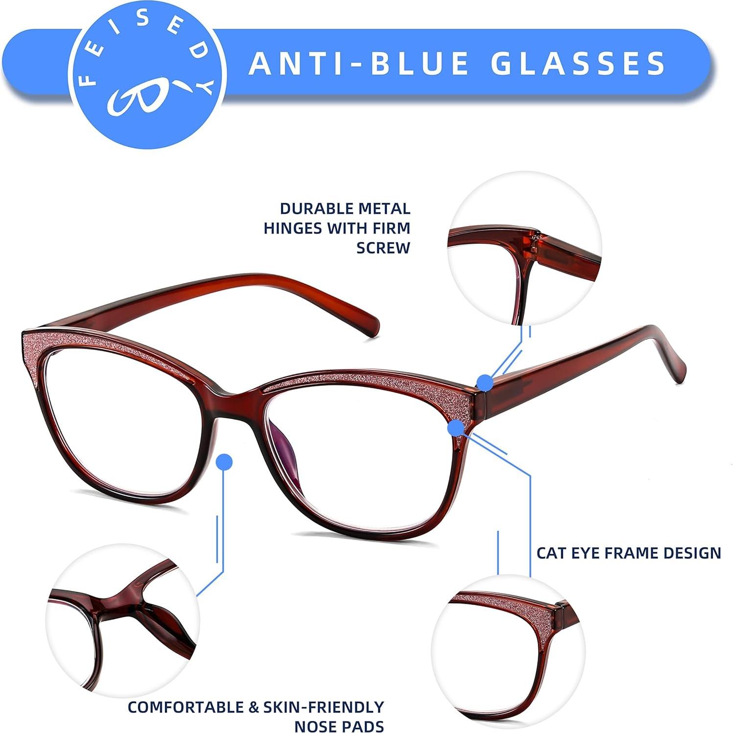 Gafas de Lectura Ojo de Gato FEISEDY 2.0x Luz Azul Vintage