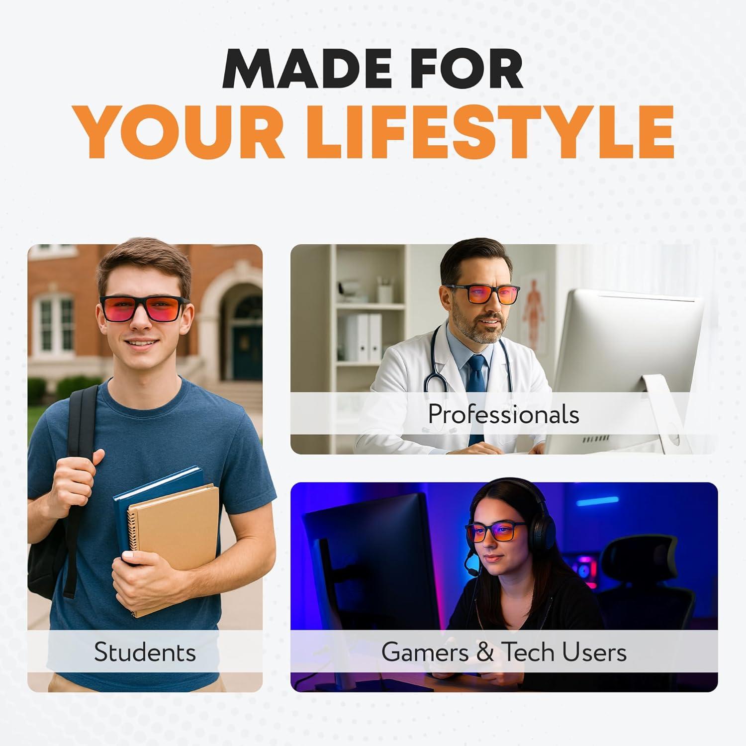 Gafas de bloqueo de luz azul PROSPEK Solaris - Lentes naranjas 99.9%