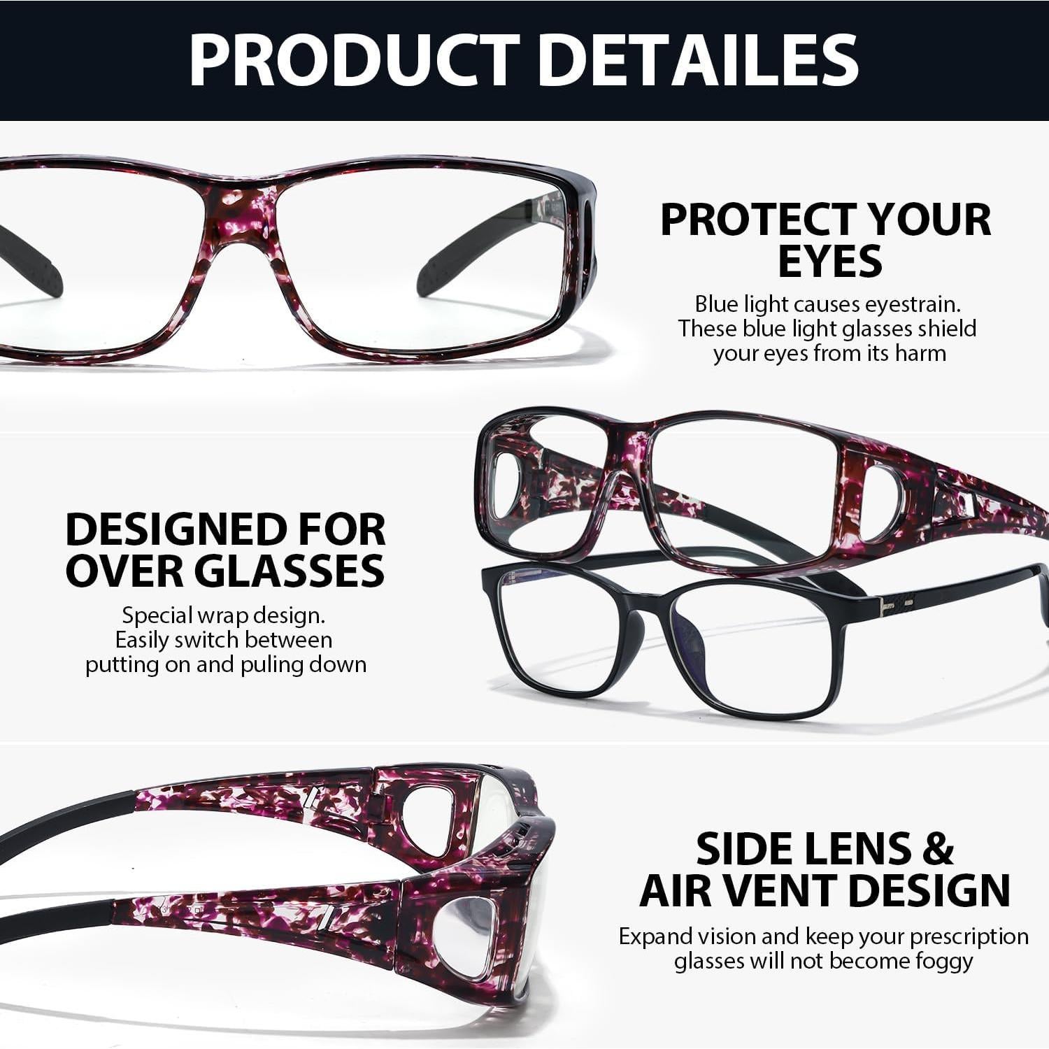 Gafas VIEWBETTER Fit Over Anti Luz Azul para Alivio Ocular