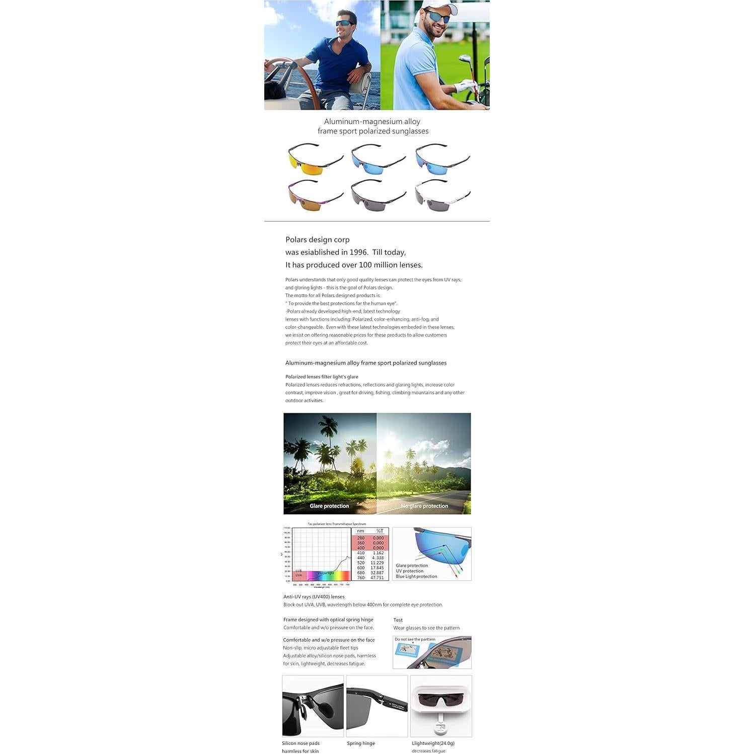 Gafas de sol polarizadas POLARS DESIGN UV400 para hombres y mujeres
