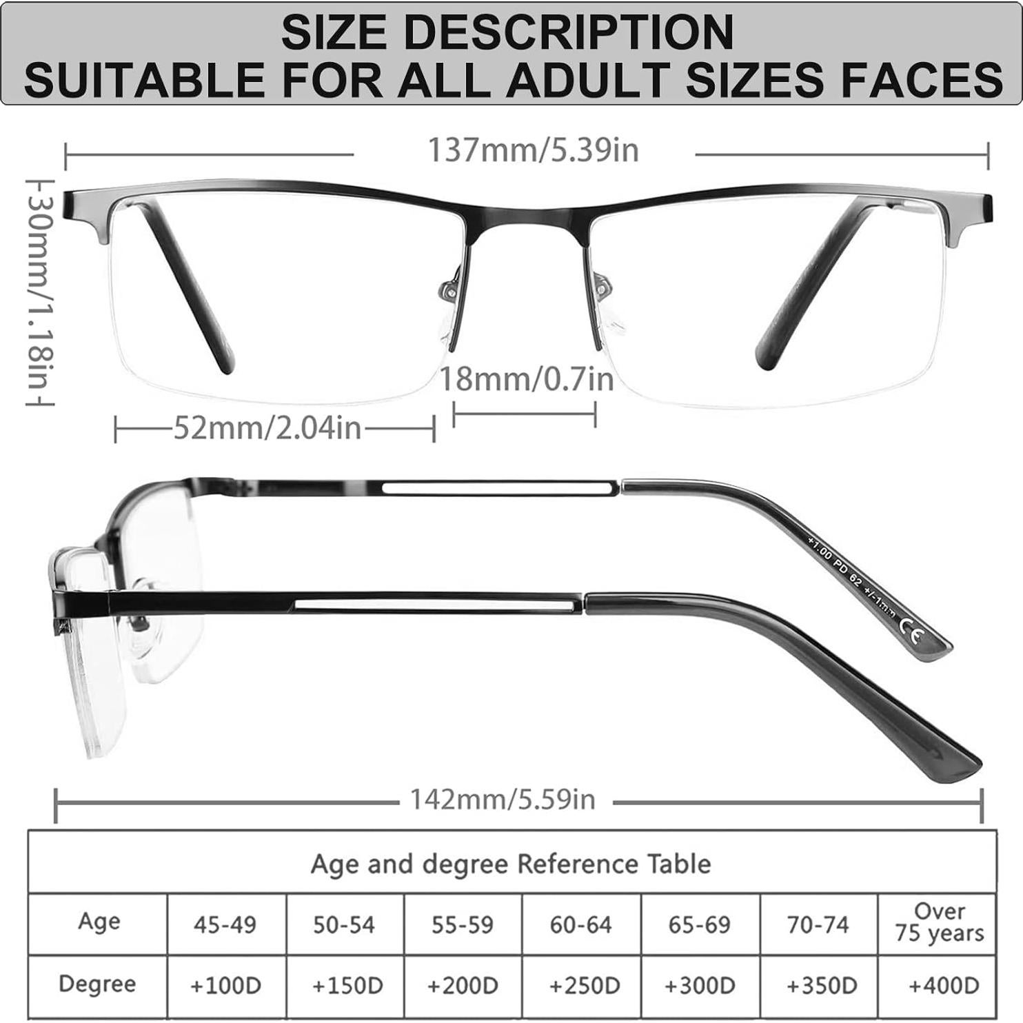 Gafas de Lectura HUYAOPT con Filtro de Luz Azul 0.50x Metal