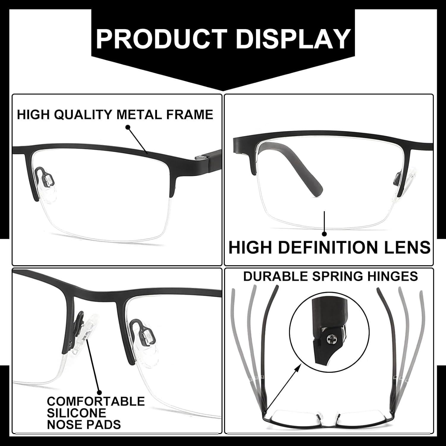 Gafas de lectura RDGNBU con filtro luz azul 5 pares hombres