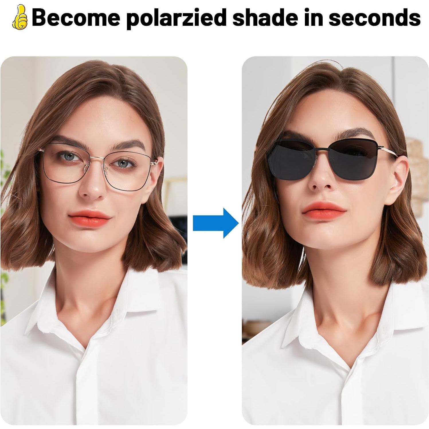 Gafas de Luz Azul y Sol Polarizadas para Mujeres con Clip Magnético