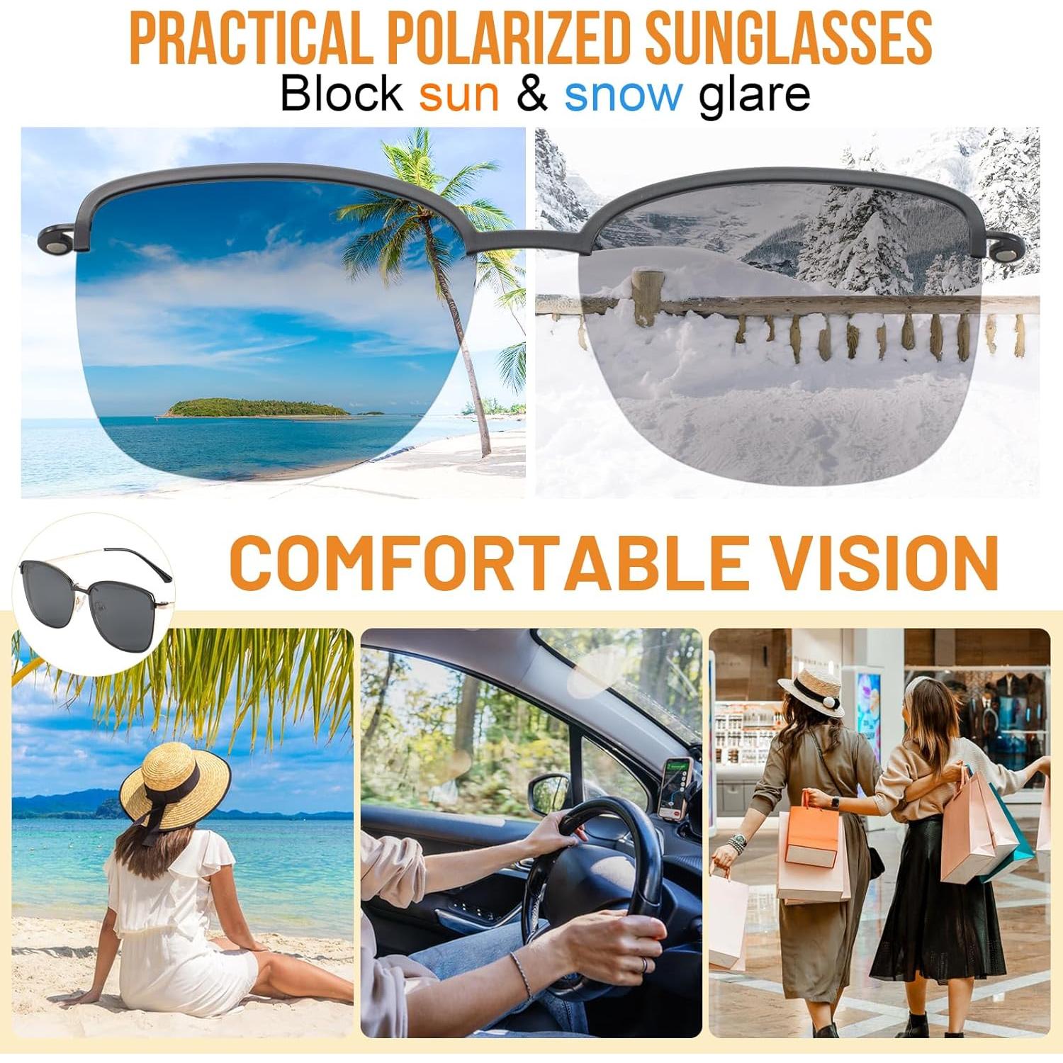 Gafas de Luz Azul y Sol Polarizadas para Mujeres con Clip Magnético