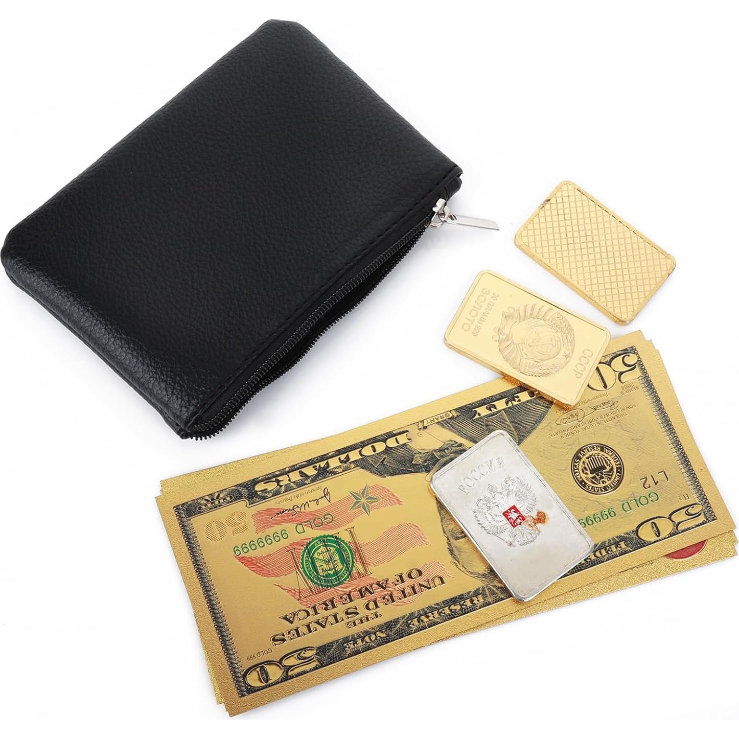 Monedero portátil Simarro de cuero vegano negro 12x9cm