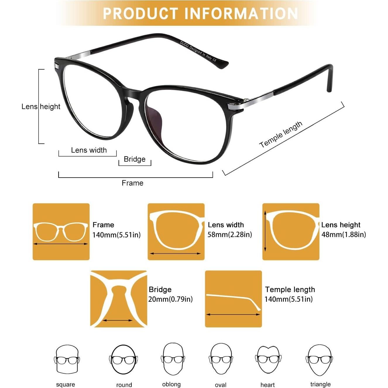 Gafas de lectura y gaming DUCO DC5204 con filtro luz azul