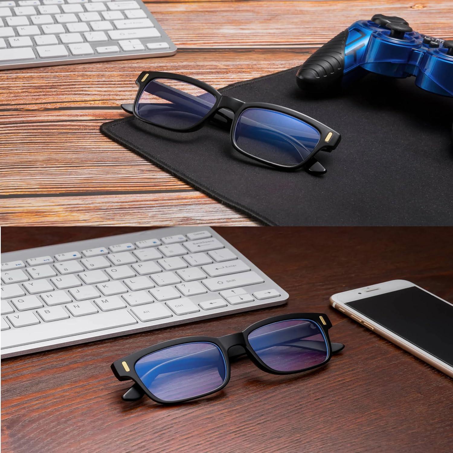 Gafas de luz azul TEXASDELUXE unisex marco negro lentes transparentes