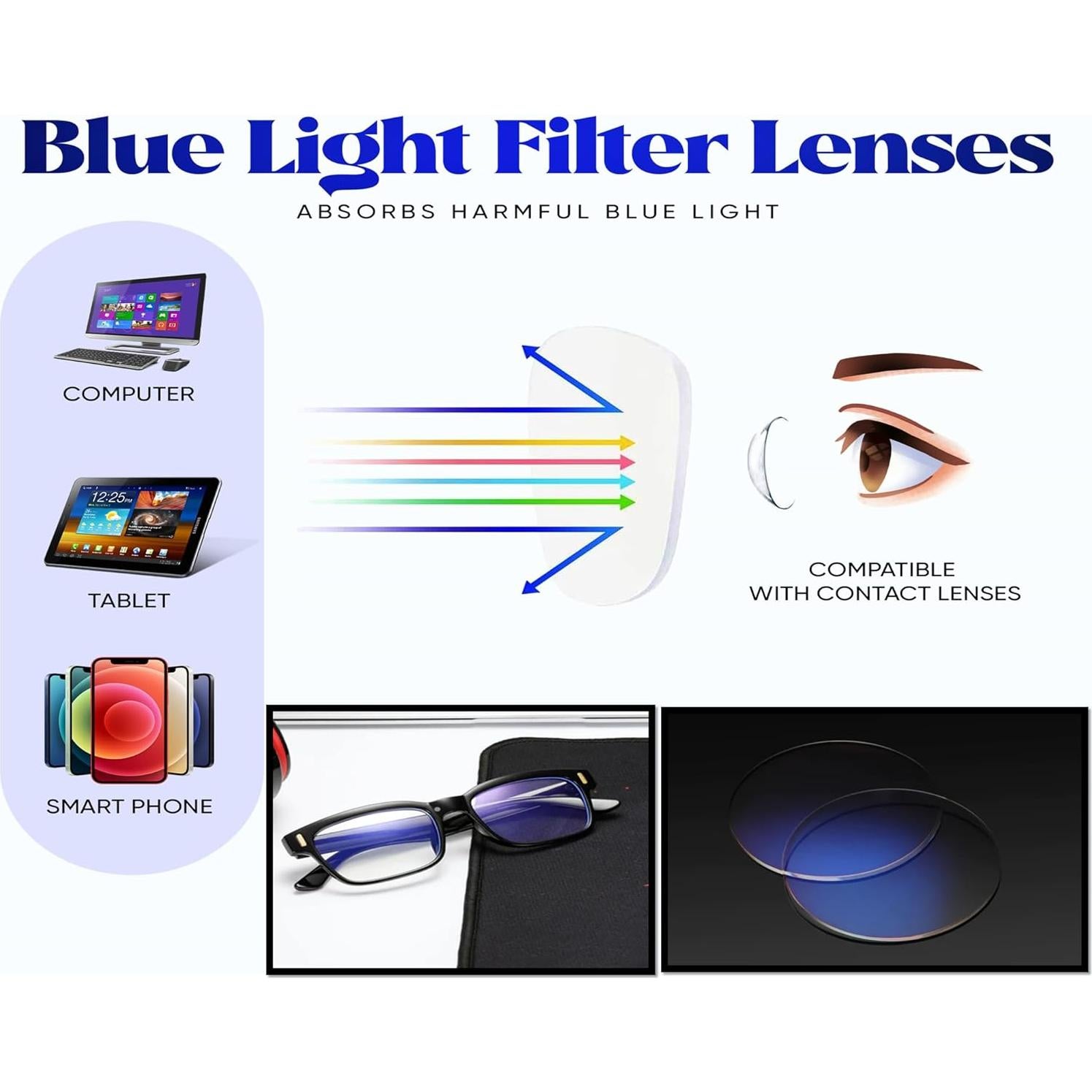 Gafas de luz azul TEXASDELUXE unisex marco negro lentes transparentes