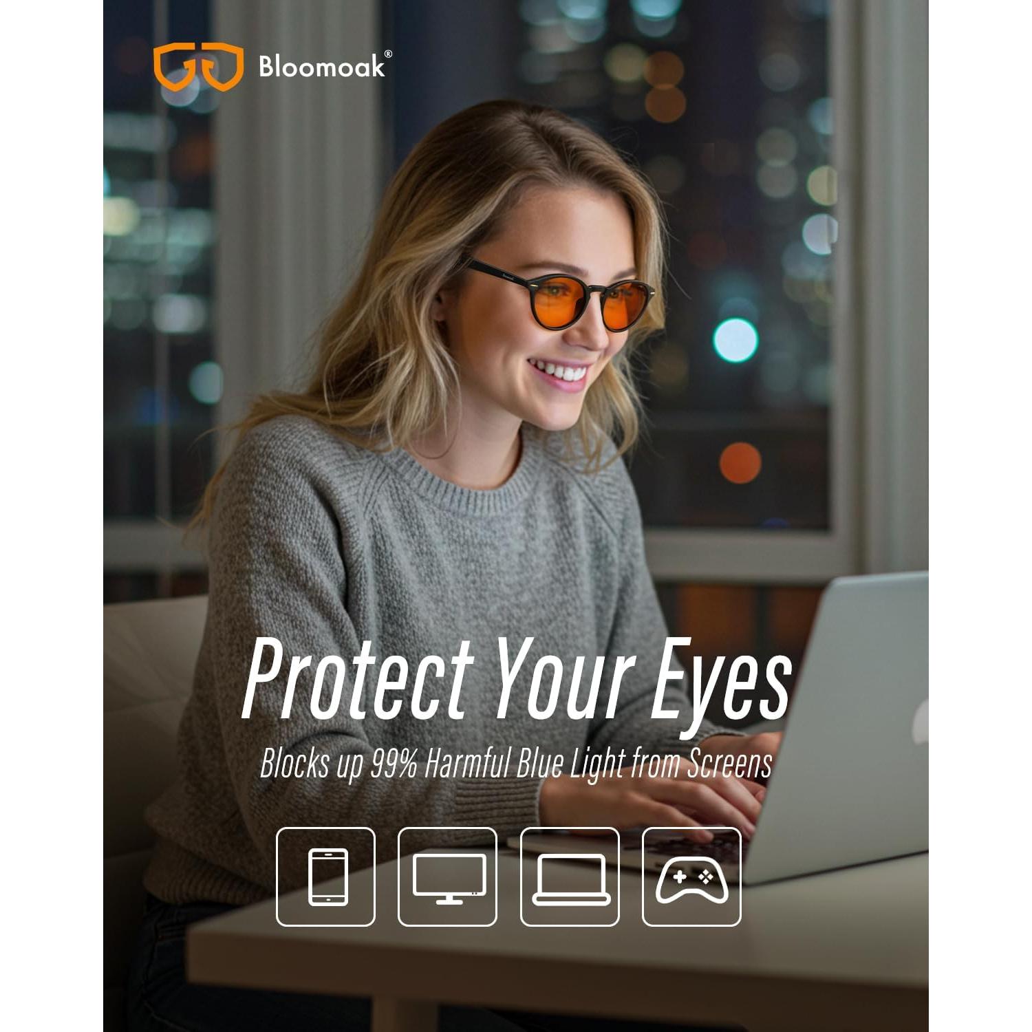 Gafas Bloomoak 99% Bloqueo Luz Azul Naranja Retro Redondas