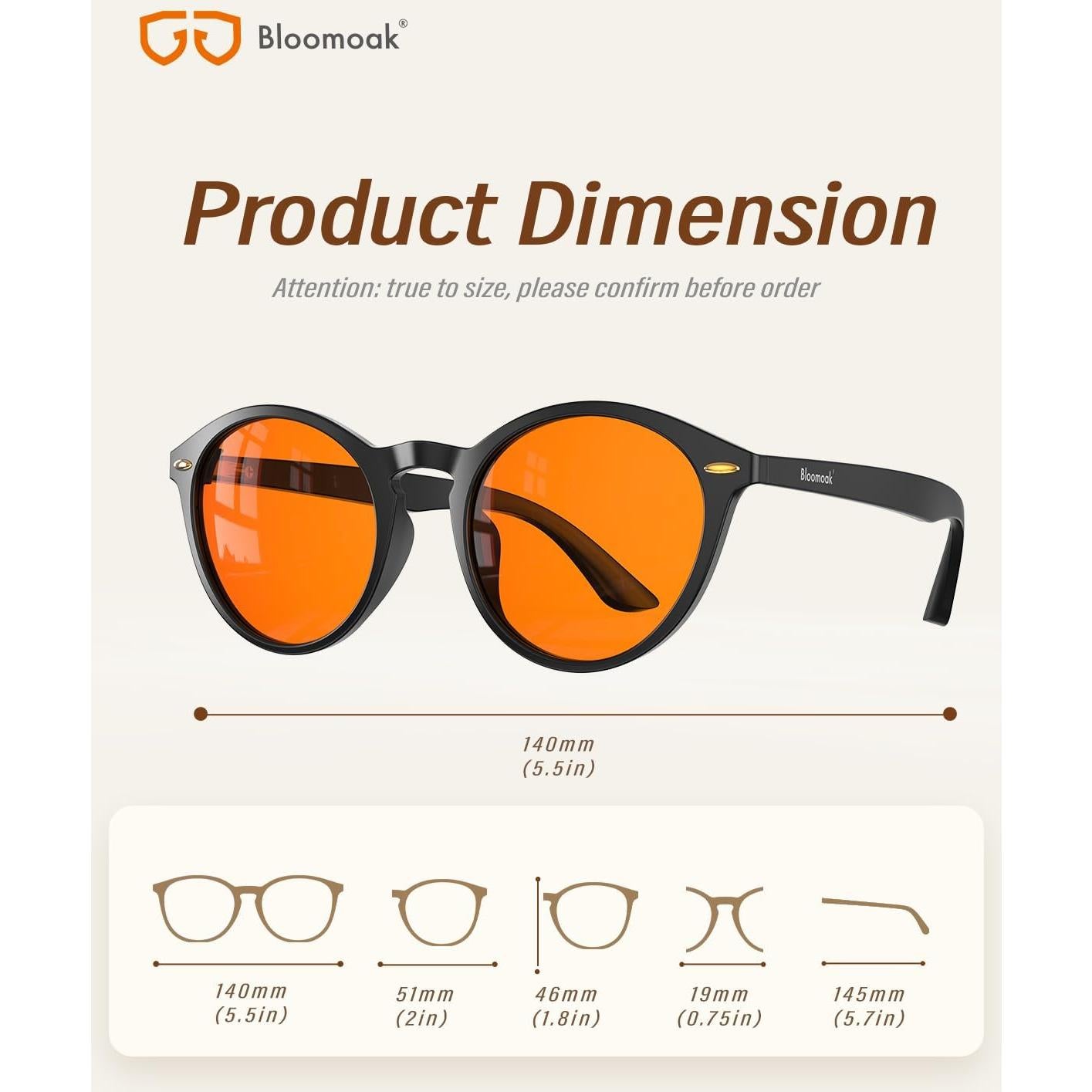 Gafas Bloomoak 99% Bloqueo Luz Azul Naranja Retro Redondas