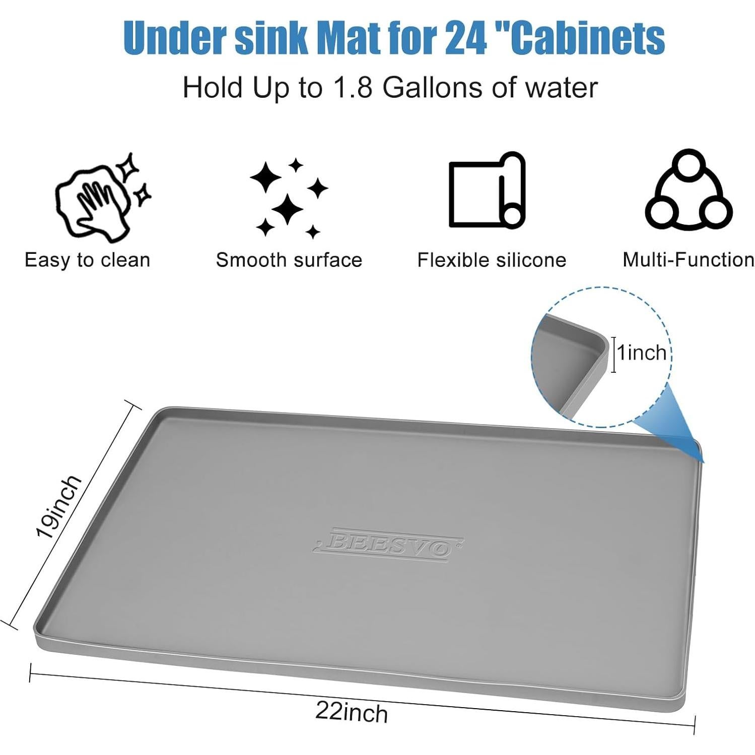 Alfombrilla impermeable BEESVO para fregadero 55.88 x 48.26 cm