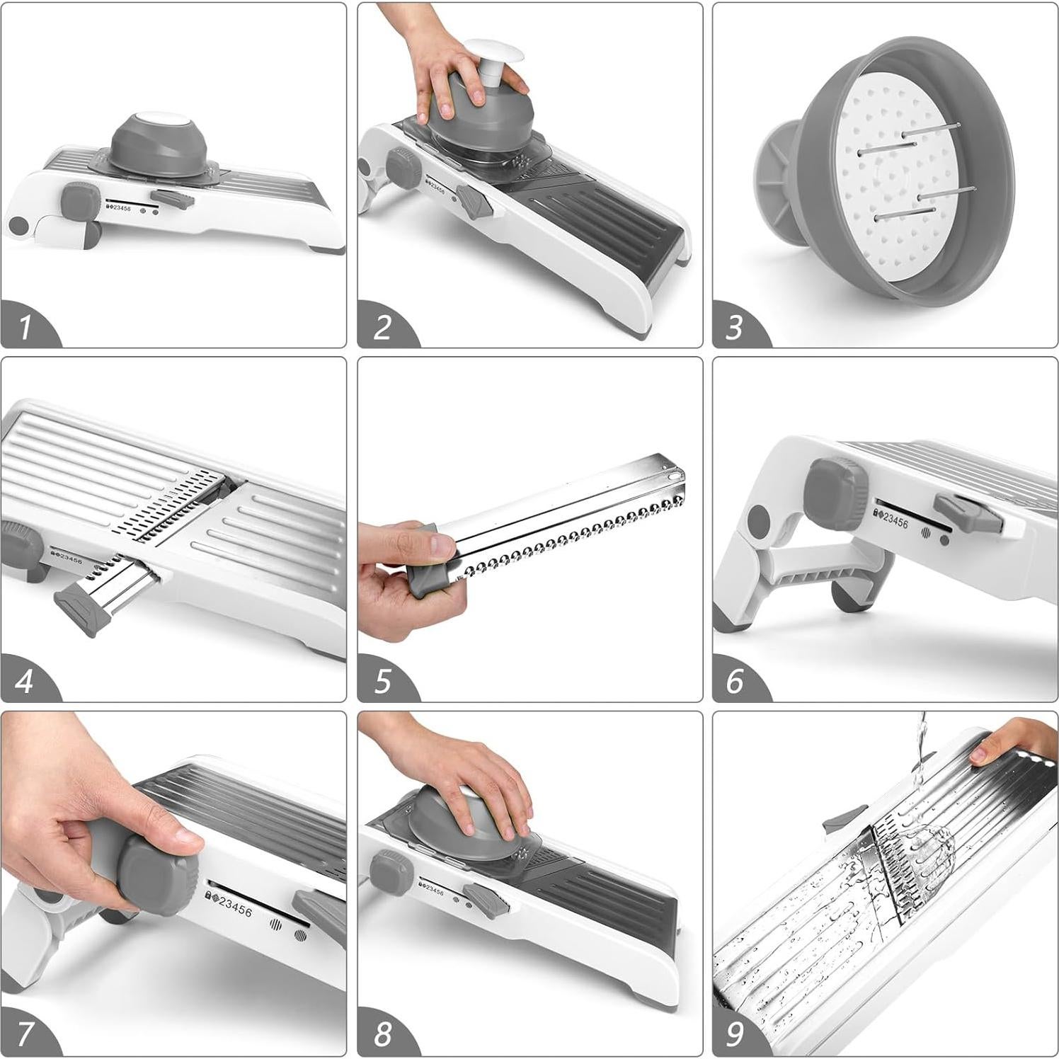 Cortador de Mandolina Foyucool Ajustable Acero Inoxidable Gris