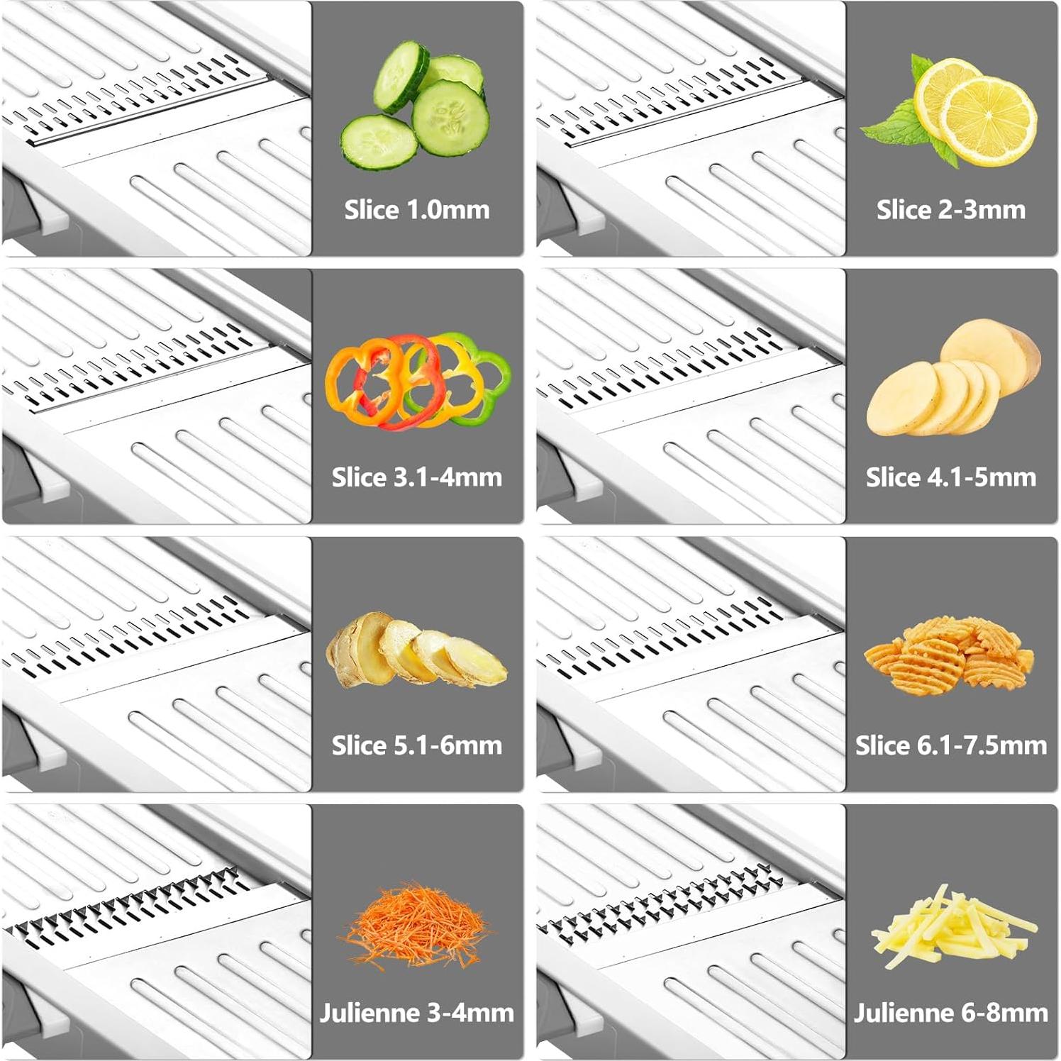 Cortador de Mandolina Foyucool Ajustable Acero Inoxidable Gris