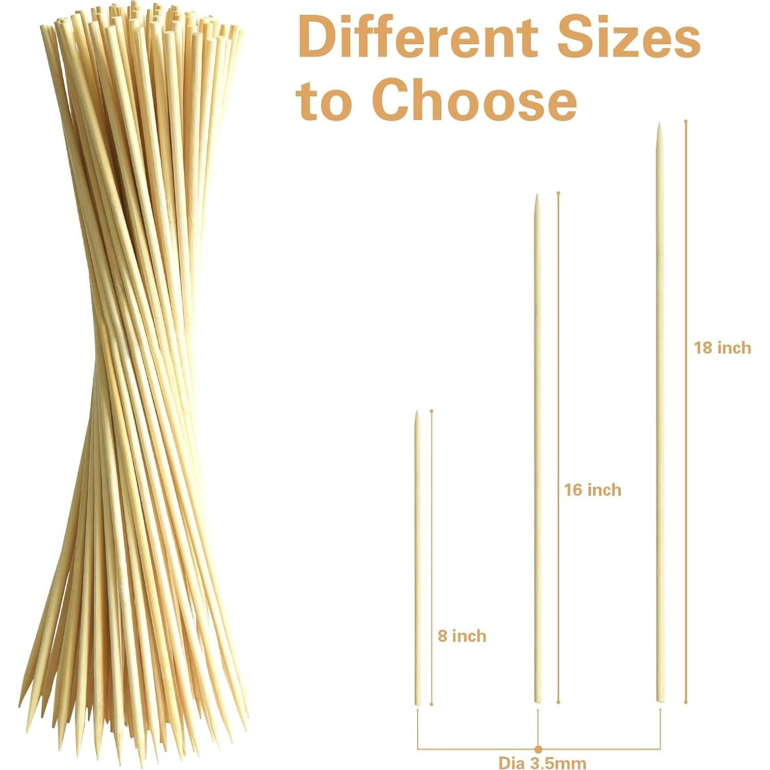 100 Pinchos de Bambú Natural 20 cm Sprigra para Jardín y BBQ