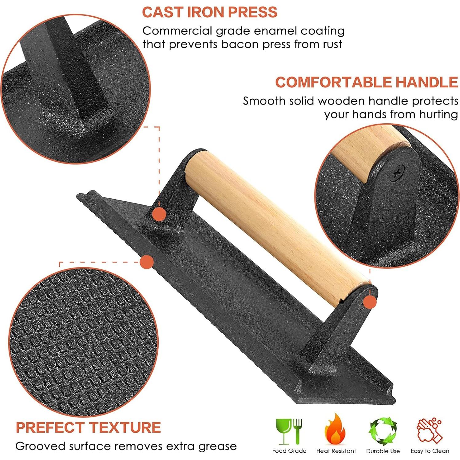 Prensa de Hamburguesa de Hierro Fundido HaSteeL 20.3x10.2cm - 2 Piezas