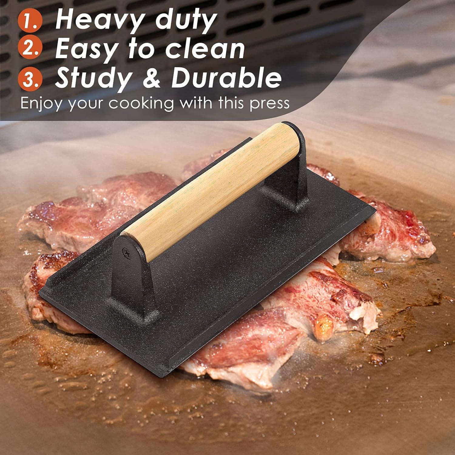 Prensa de Hamburguesa de Hierro Fundido HaSteeL 20.3x10.2cm - 2 Piezas