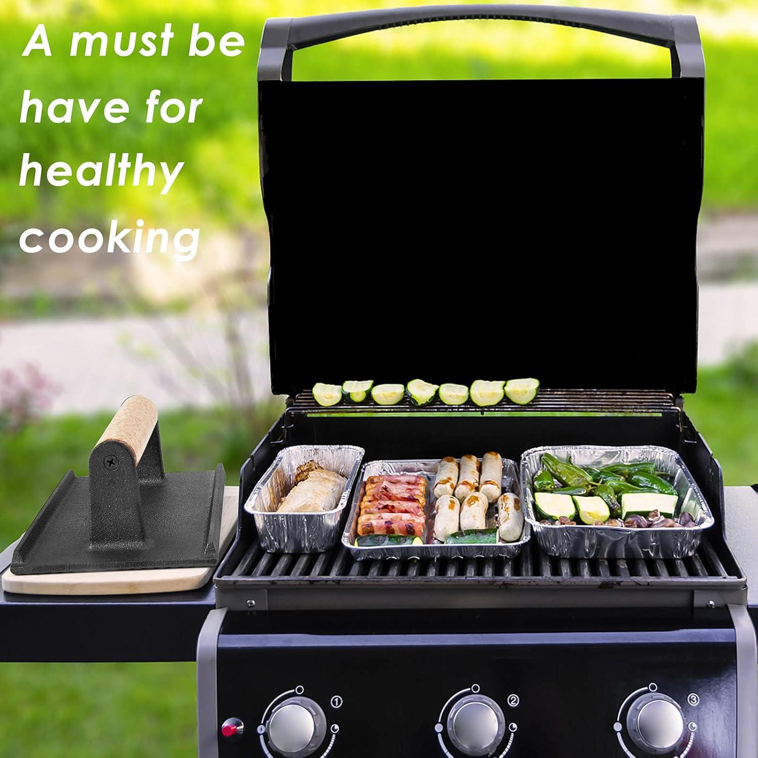 Prensa de Hamburguesa de Hierro Fundido HaSteeL 20.3x10.2cm - 2 Piezas