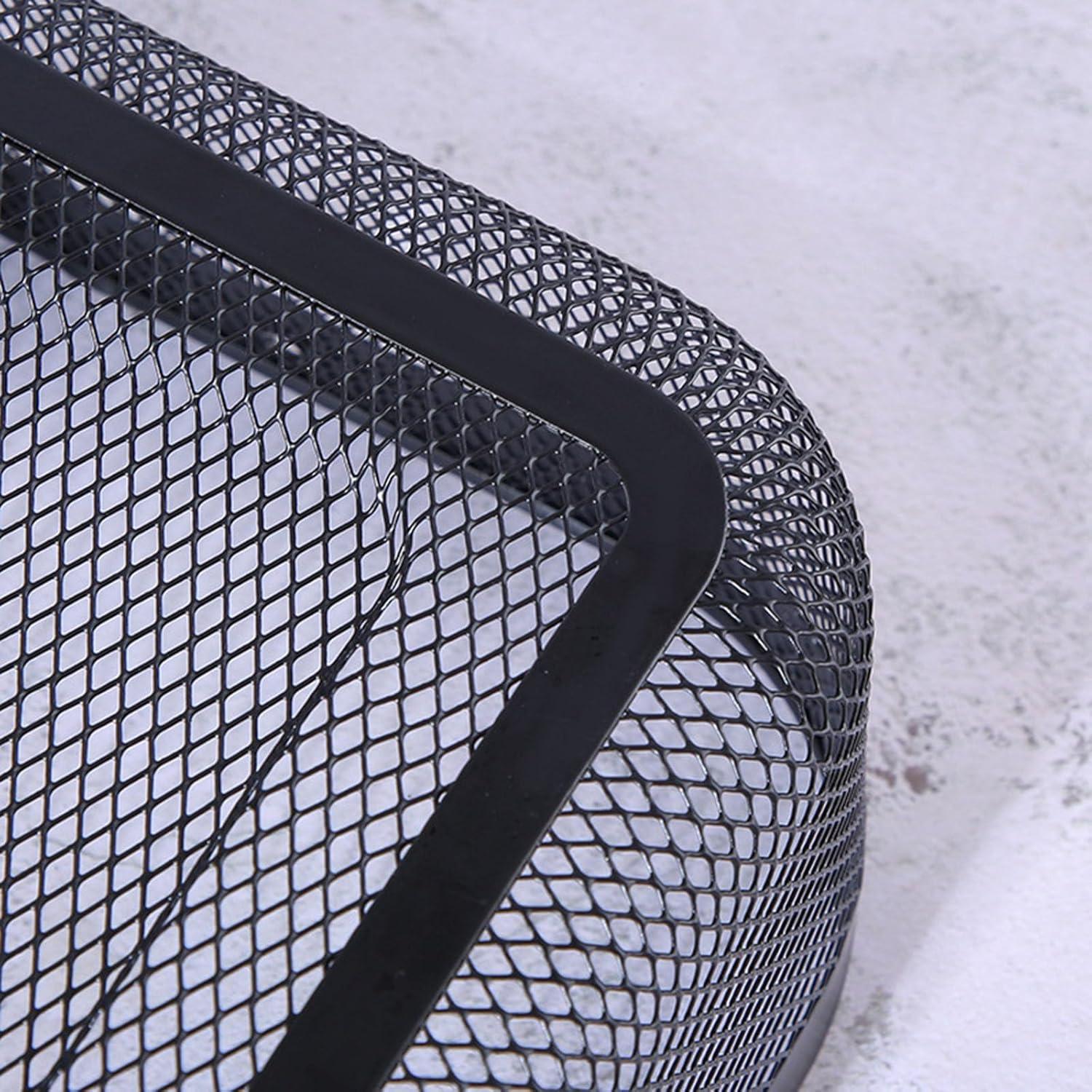 Cesta Organizadora de Metal AJIODA con Mango de Madera Negra 32x24.5x11 cm