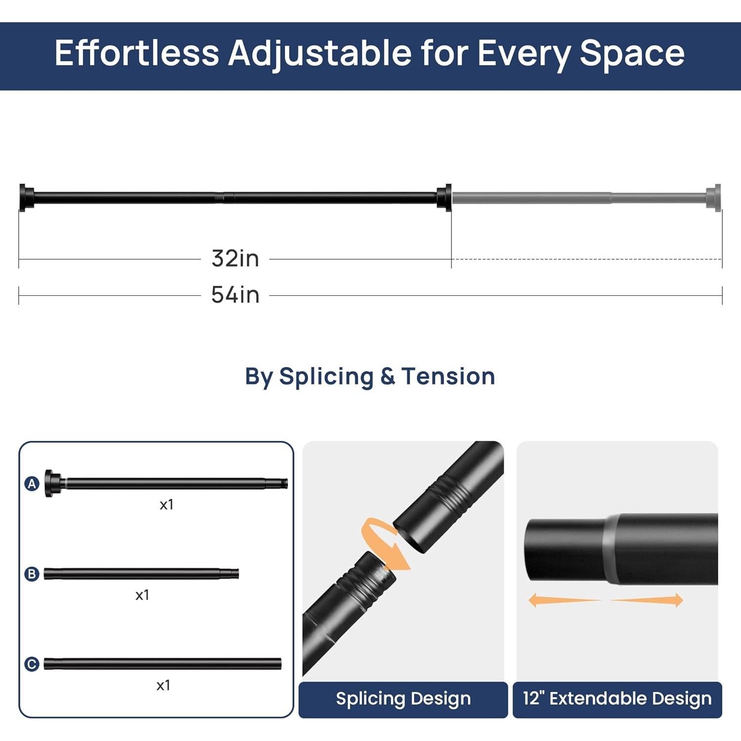Varilla de Cortina de Tensión Ajustable ENJOYBASICS 81-137 cm Negro